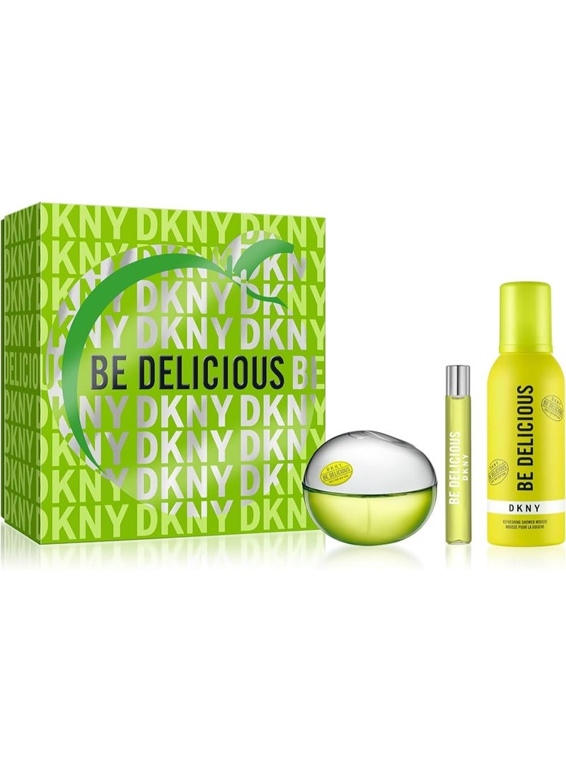 Donna Karan Be Delicious for Women 3 Pc Gift Set 100 ml EDP Spray 15 ml EDP Splash, 150ml Shower Mousse