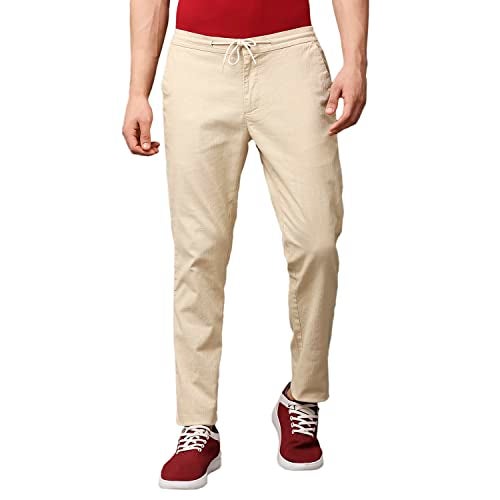 Thomas Scott Men's | Comfort | Slim Fit | Mid-Rise | Drawstring Closure | Solid | 4 Pockets | Woven | Chinos | Trouser (CCBT07_Beige_32) - Image 1
