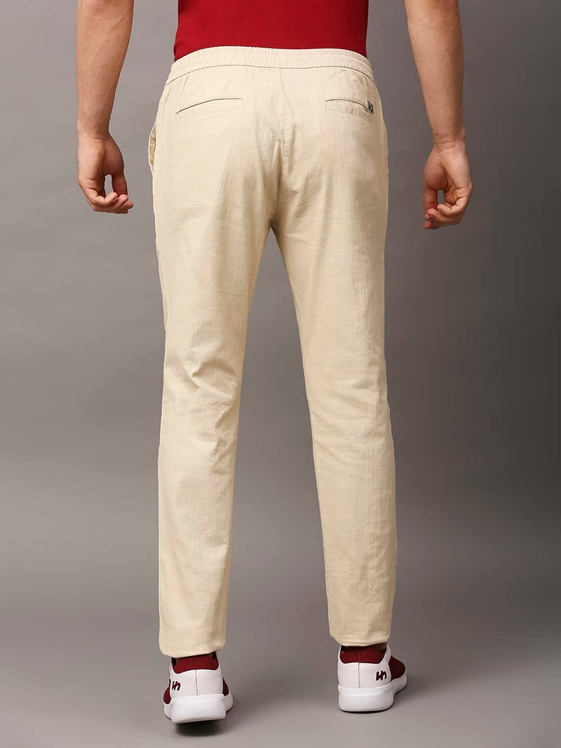 Thomas Scott Men's | Comfort | Slim Fit | Mid-Rise | Drawstring Closure | Solid | 4 Pockets | Woven | Chinos | Trouser (CCBT07_Beige_32) - Image 5