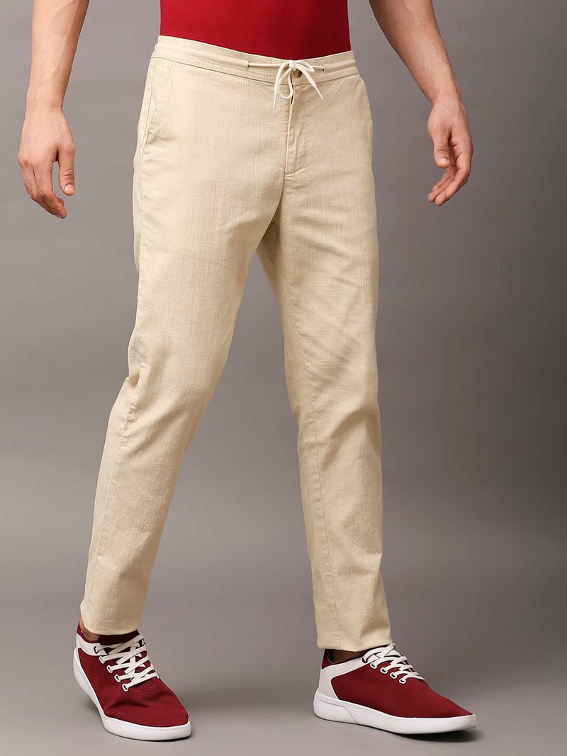 Thomas Scott Men's | Comfort | Slim Fit | Mid-Rise | Drawstring Closure | Solid | 4 Pockets | Woven | Chinos | Trouser (CCBT07_Beige_32) - Image 4