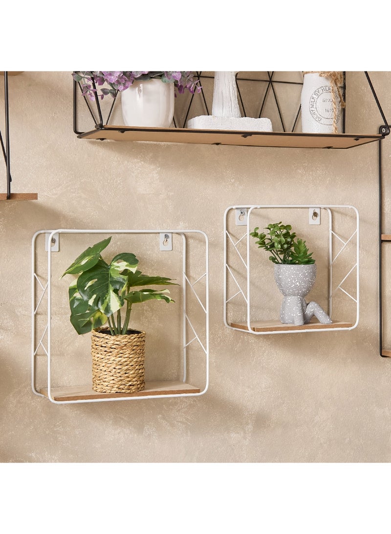 Home Box Sera 2-Piece Metal and MDF Board Wall Shelf Set 25 x 25 x 9.5 cm  - Image 1