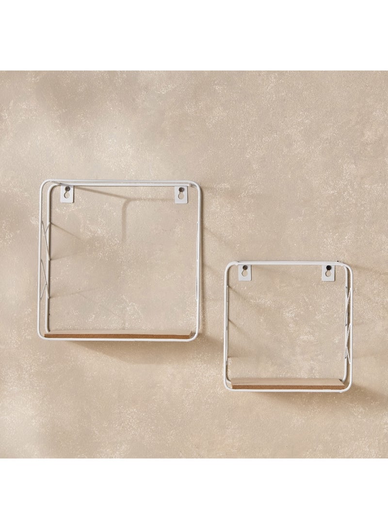 Home Box Sera 2-Piece Metal and MDF Board Wall Shelf Set 25 x 25 x 9.5 cm  - Image 2