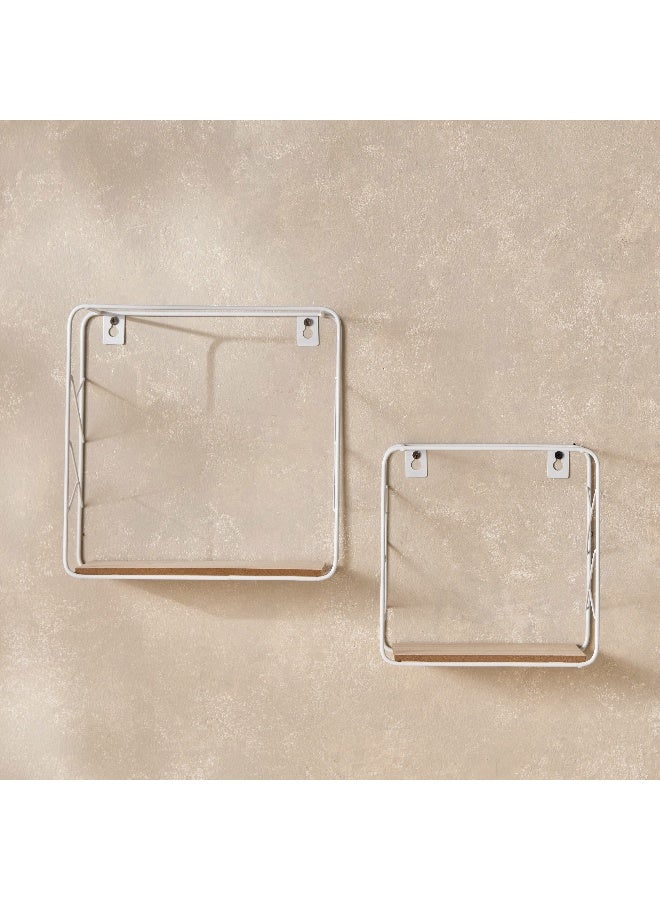 Home Box Sera 2-Piece Metal and MDF Board Wall Shelf Set 25 x 25 x 9.5 cm  - Image 3