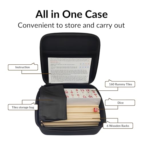 MIDOLITE Rummy Cube 6 Player Edition with 6 Wooden Racks, Rummy Cube Game with Case 6 Players with Portable Case 160 Tiles Rummy Cube Travel Game Set for Family Adults Kids - Image 3