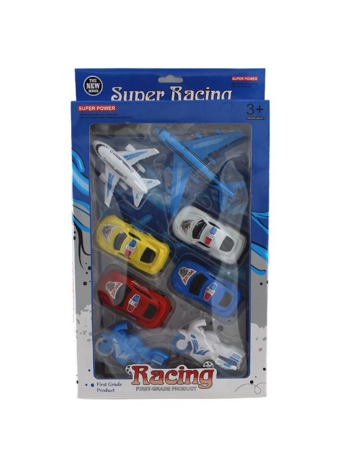 Rally Pull Back Racing Toy Set Airplanes Racing Cars Racing Bikes For Kids Toy Playset  - Image 2