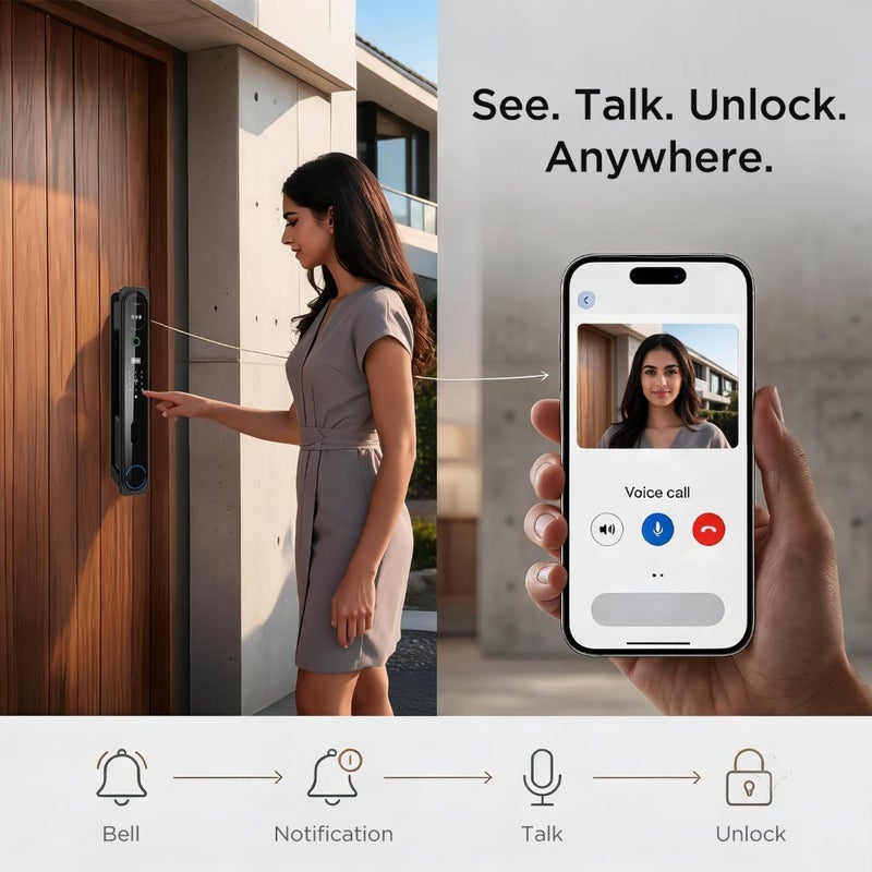 Smart Door Lock with Handle, Keyless Entry via Bluetooth, Tuya APP, 5-IC Cards, Codes, Keys, and Biometric Fingerprint for Home, Apartment, Office, Hotel, Bedroom H21 - Image 4