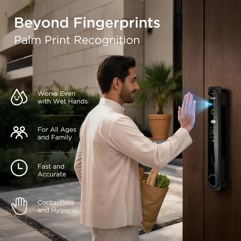 Smart Door Lock with Handle, Keyless Entry via Bluetooth, Tuya APP, 5-IC Cards, Codes, Keys, and Biometric Fingerprint for Home, Apartment, Office, Hotel, Bedroom H21 - Image 3