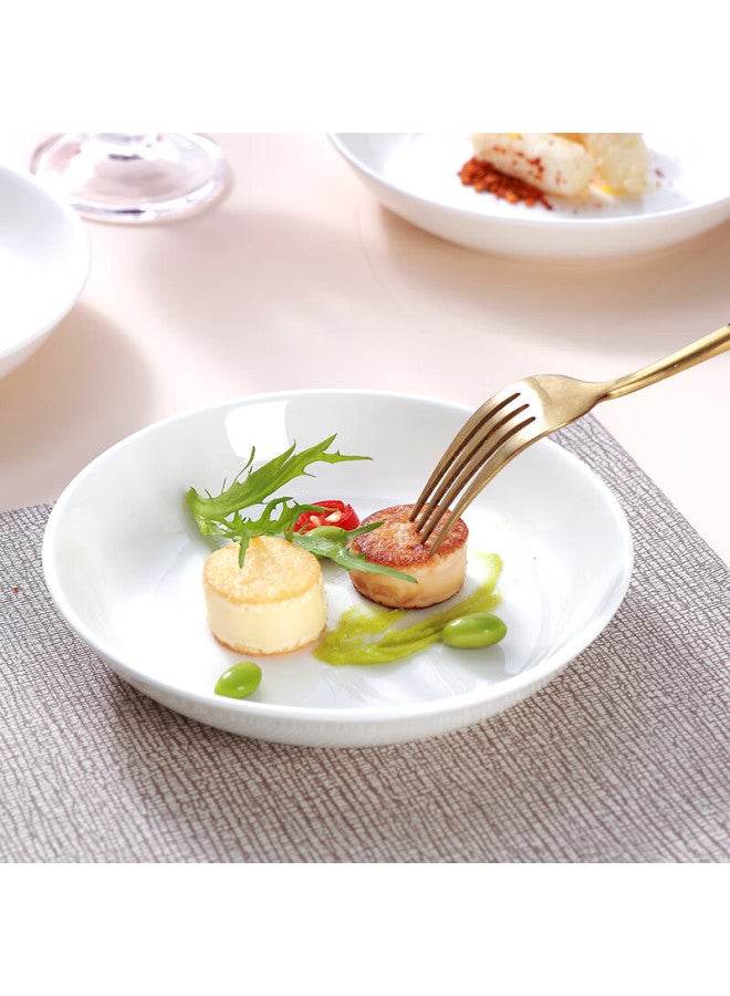Sky Top Bone China Deep Plate Sauce Dish Pure White Household Bone China Tableware Set 6-inch Dinner Plate 4 Pieces - Image 5