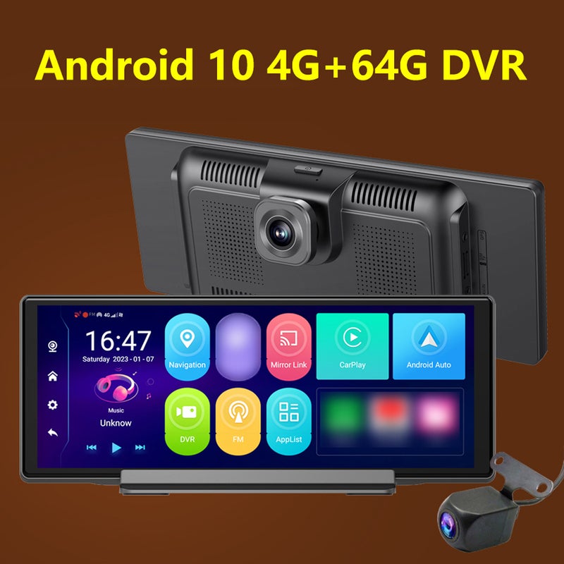 10.26 Inch Dual Camera Car DVR Android 10.0 GPS Navigation Driving Recording Multi-Language Center Console Display for CarPlay Android Auto Built-in FM WIFI Support Night-Vision/ADAS/Parking - Image 2