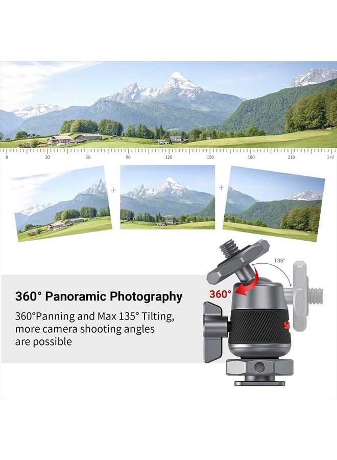 SmallRig Mini Ball Head (2 Pack) with 1/4" Screw and Removable Shoe Mount, 360 Degree Rotatable Aluminum Tripod Head for Camera Tripods Monopods Camcorder Light Microphone, Max. Load 3.3 lbs 2948 - Image 4