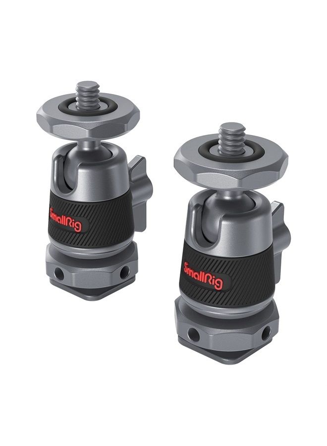 SmallRig Mini Ball Head (2 Pack) with 1/4" Screw and Removable Shoe Mount, 360 Degree Rotatable Aluminum Tripod Head for Camera Tripods Monopods Camcorder Light Microphone, Max. Load 3.3 lbs 2948 - Image 1