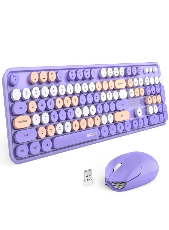 MOFii Wireless Keyboard Mouse Combo, Colorful Typewriter Full-Sized Keyboard and 2.4GHz USB Connected Mouse for Office Computer, Desktop, Laptop, PC, Windows 7/8/10 (Purple) - Image 1