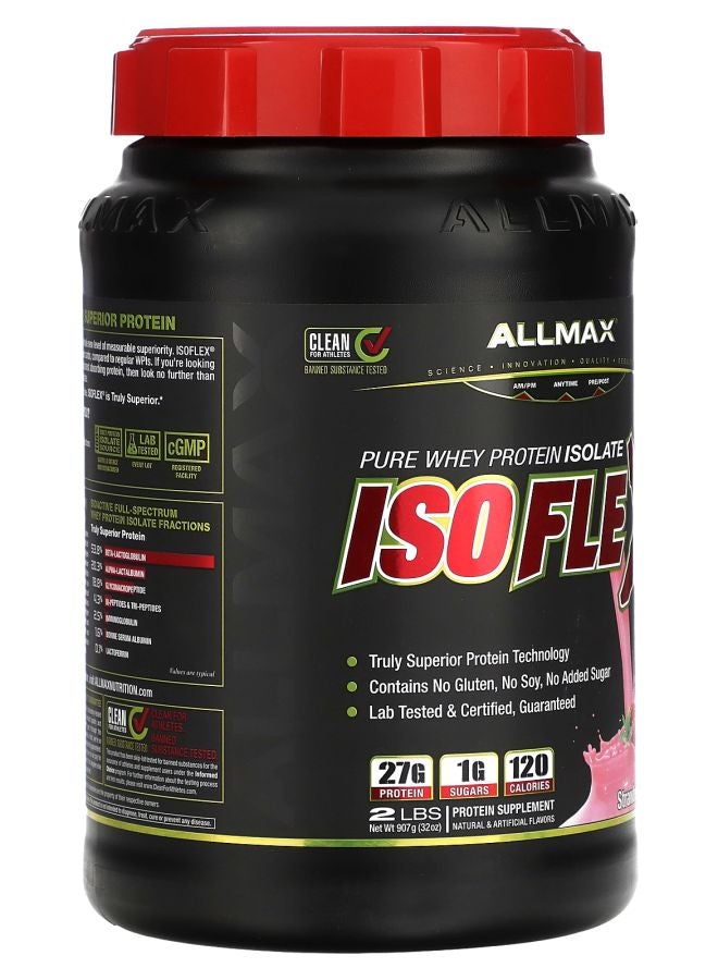 Allmax إيزوفليكس® بروتين مصل اللبن النقي معزول بنكهة الفراولة 2 رطل (907 جرام) - Image 2