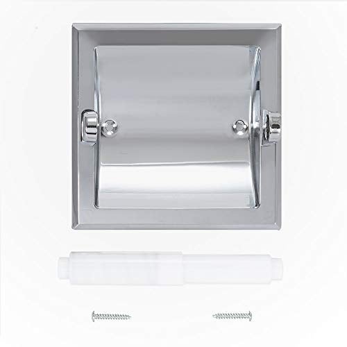 EZ-FLO 15209 Recessed Bathroom Toilet Paper Holder and Roller, Chrome - Image 1