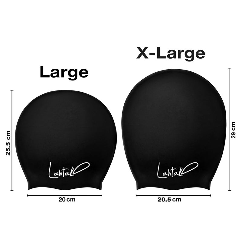 Lahtak Long Hair Swim Cap - Swim Caps Cool - Stylish Swim Cap for Braids Weaves Dreadlocks - Bathing Cap - Silicone Shower Cap (Black L) - Image 4