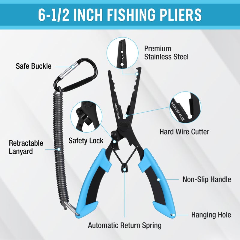 Mossy Oak 2Pcs Fishing Tools Kit- Fishing Plier, Fish Lip Gripper, Multifunctional Fishing Hook Remover with Lanyards Sheath, Saltwater Resistant Fishing Accessories & Equipment, Fishing Gifts for Men - Image 2