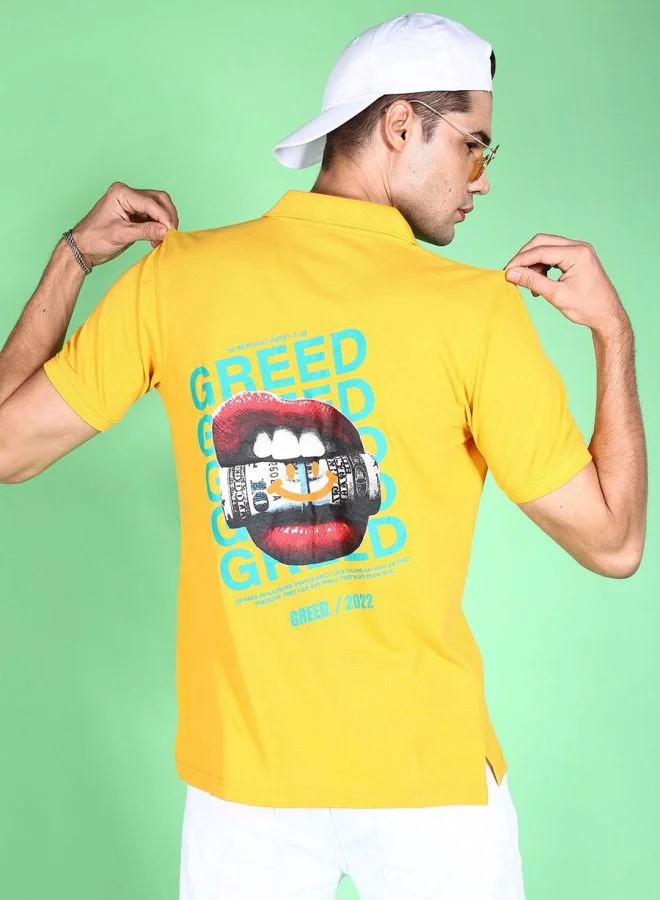 شركة المرآب الهندية Men Slim Fit Graphic Back Printed Polo Collar Tshirt