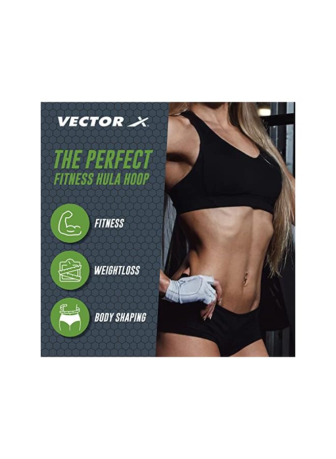 Vector X X Hoola Hoop (Black & Green, Size - L, Diameter -36 Inch) | Material - Plastic | Detachable And Size Adjustable Design | Weighted Hula Hoop | Infinity Hoop | Smart Hula Hoop - Image 4