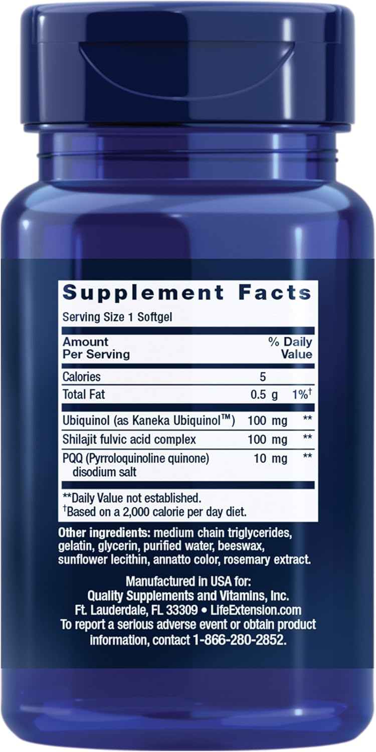 Life Extension Super Ubiquinol CoQ10 with PQQ CoQ10 PQQ shilajit heart health cellular energy support 8x better absorption glutenfree 100 mg 30 softgels - Image 2