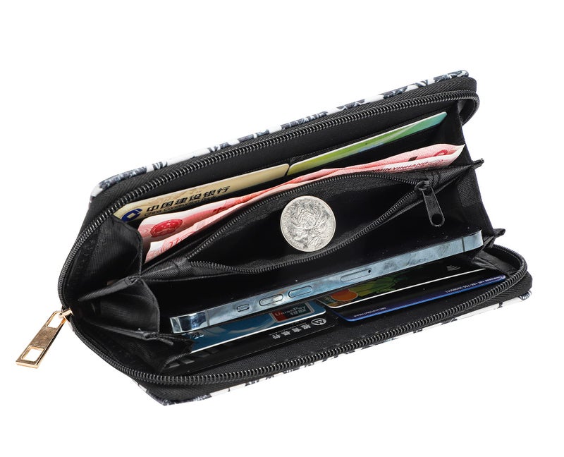 Wytidian Skull Wallets for Women, Zip Around Goth Wallet Large Capacity Phone Case Long Purse Credit Card Clutch for Women Ladies Girls (Goth Bat) - Image 3