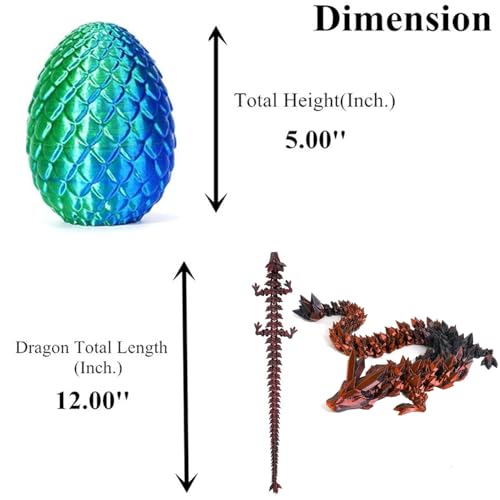 HEFANDAISHU Easter Dragon Eggs with Dragon Inside 12in 3D Printed Dragon Easter EggBasket Essentials StuffersPrefilled Easter Egg Filled with ToyBasket StuffersFidget Toy for Kid boyLaserGreen - Image 5