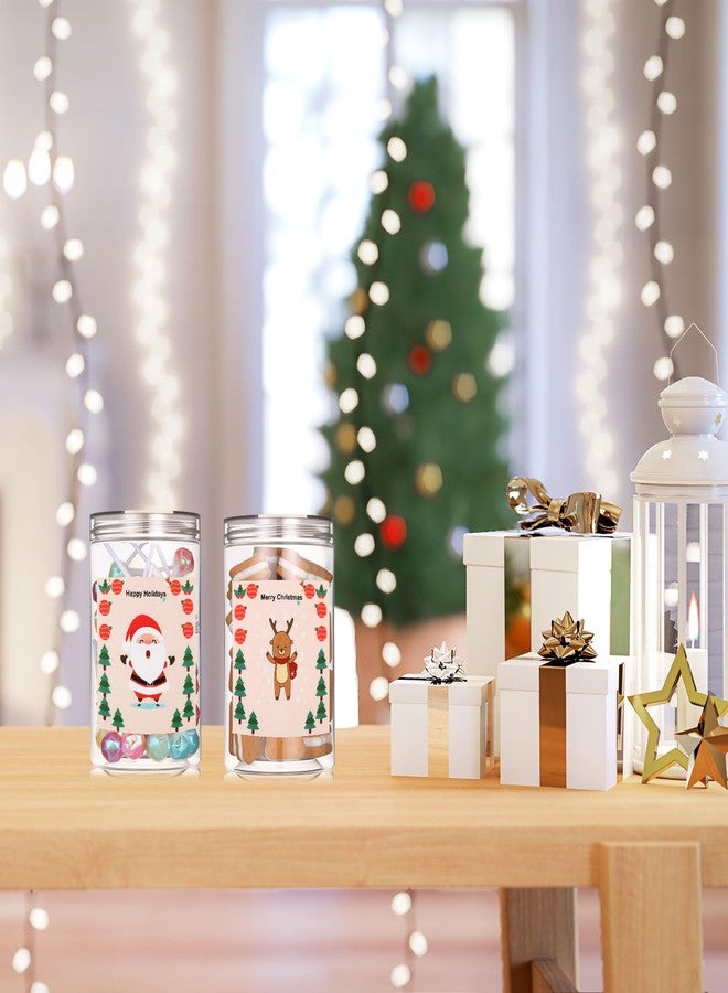 FoldTier 4 Sets Christmas Plastic Candy Jar Clear Cookie Containers with Lids Storage Jar Cookie Tins Snacks Treats Containers for Xmas Home Countertop Kitchen Decorative Winter Party Supply - Image 5