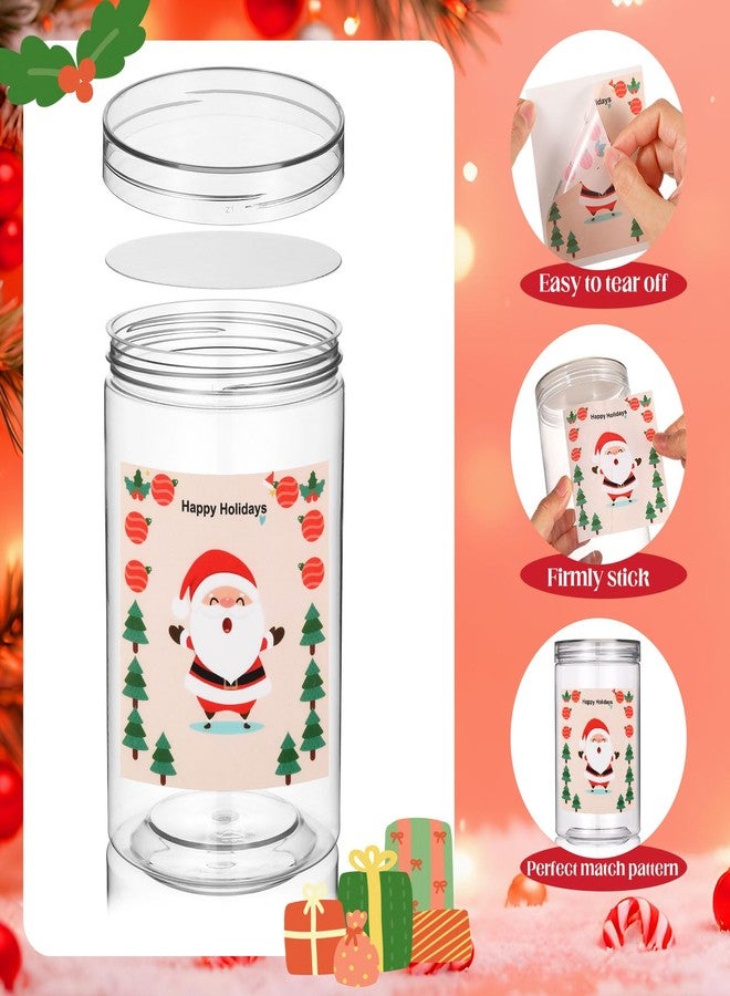 FoldTier 4 Sets Christmas Plastic Candy Jar Clear Cookie Containers with Lids Storage Jar Cookie Tins Snacks Treats Containers for Xmas Home Countertop Kitchen Decorative Winter Party Supply - Image 2