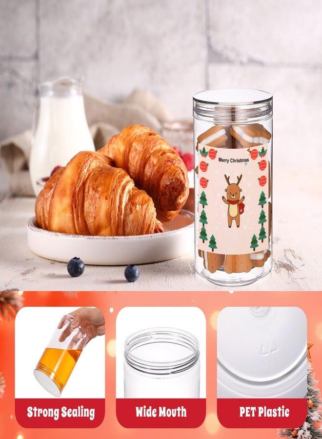 FoldTier 4 Sets Christmas Plastic Candy Jar Clear Cookie Containers with Lids Storage Jar Cookie Tins Snacks Treats Containers for Xmas Home Countertop Kitchen Decorative Winter Party Supply - Image 4