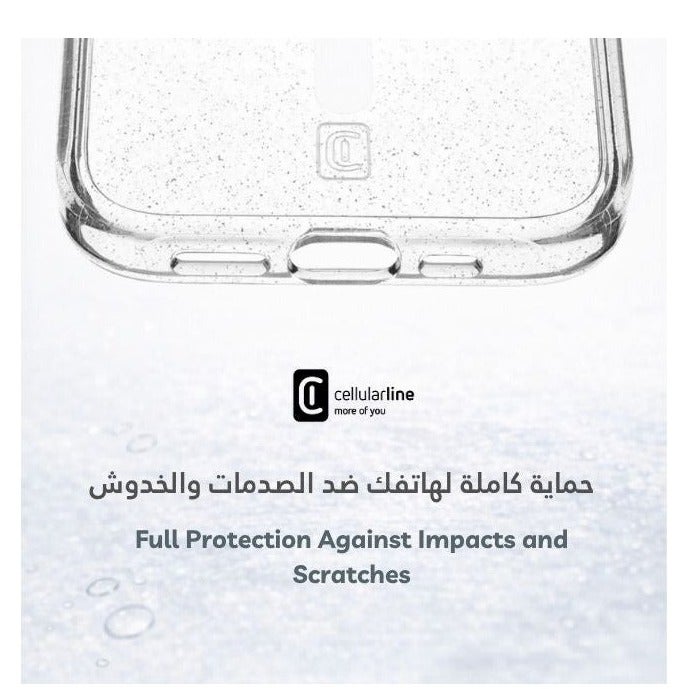 Cellularline Sparkle Mag Case for iPhone 15 Pro, MagSafe Compatible, Transparent Glitter Finish, Shock-Resistant Dual Material Cover – Clear Case - Image 3