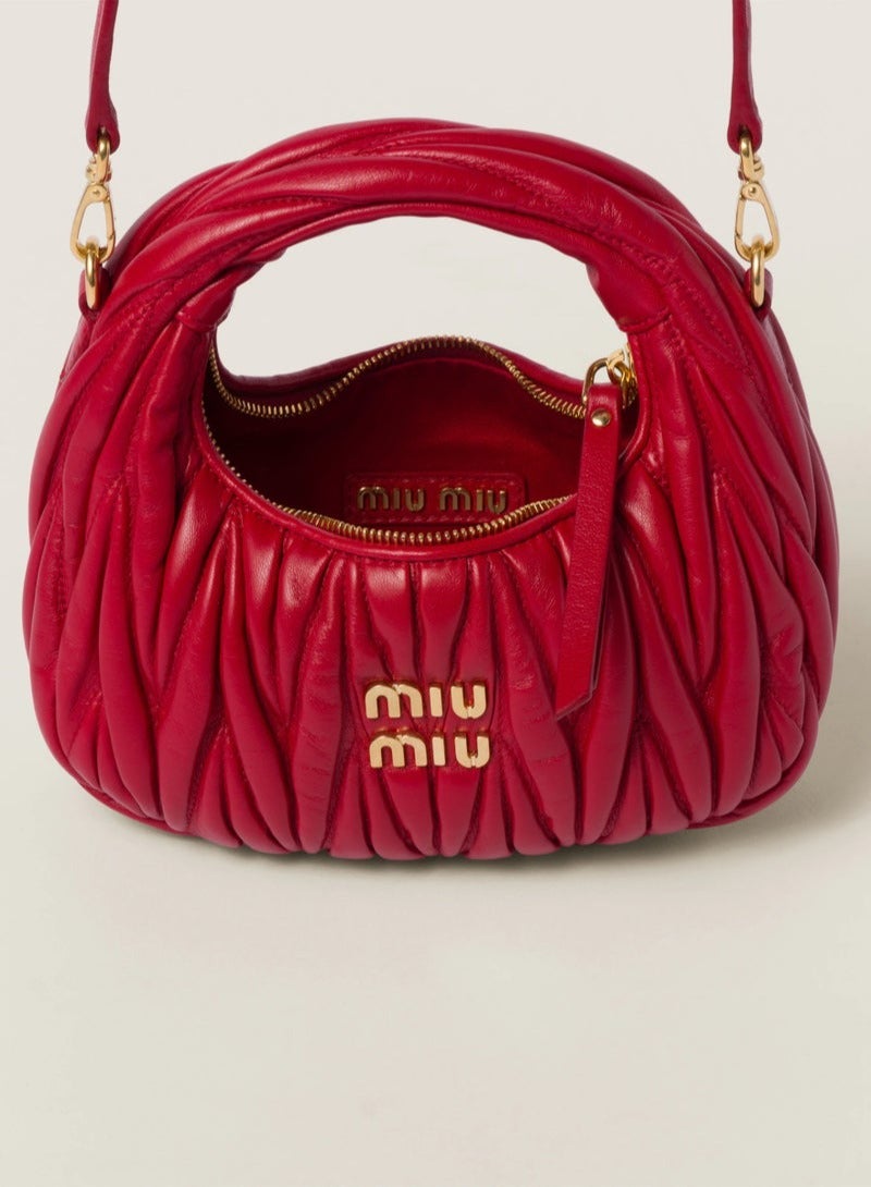 Miu Miu MIU Wander Matelasse Nappa Sheepskin Hobo Mini Women's Handbag, Half Moon Bag, Women's Crossbody Bag  - Image 4