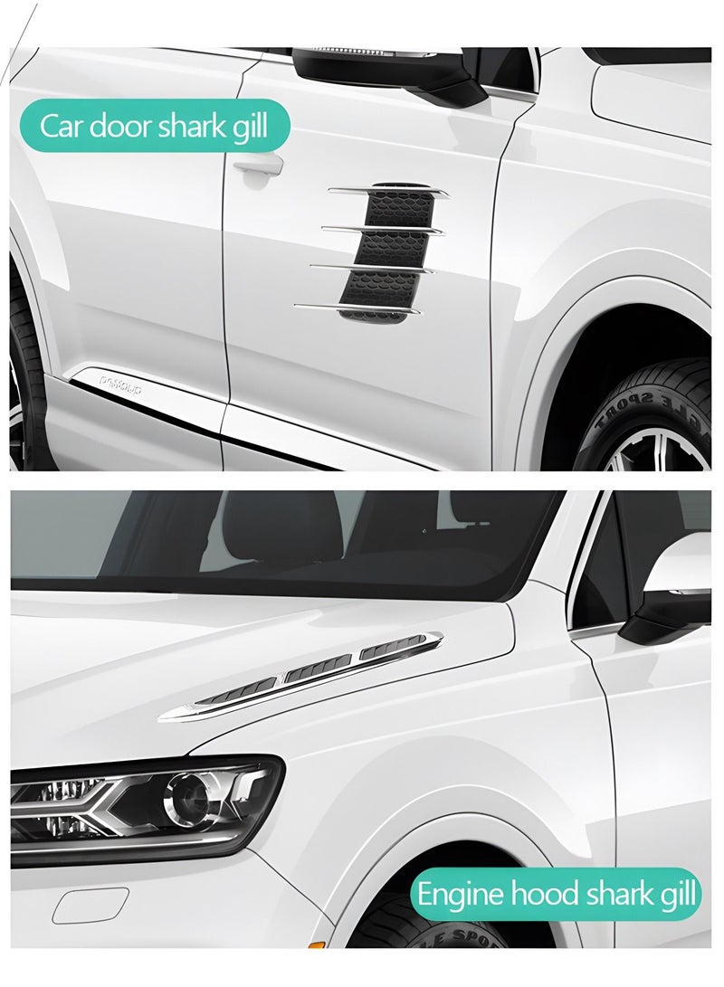 GROIC 4PCS Universal Hood Vent Air Flow Intake Chrome Grille Side Scoop Cover Car Exterior Door Decorative Trim Sticker,Shark Gill Sticker,Car Decoration - Image 2