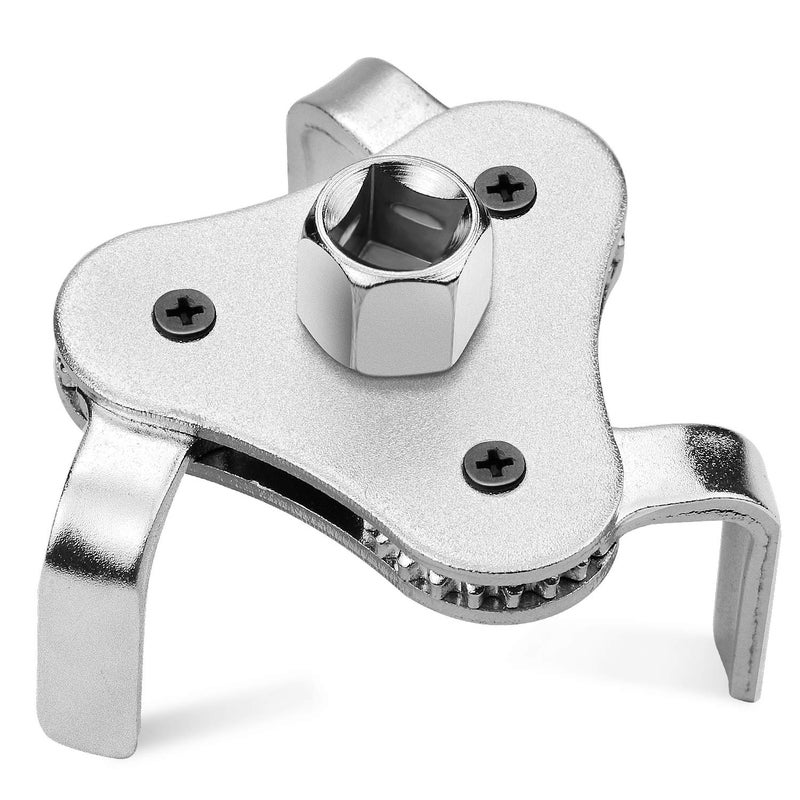 Bolaxin Universal Adjustable Oil Filter Wrench 25 to 45 3 Jaws Oil Filter Wrench Tool Set Remover Socket Silver - Image 2