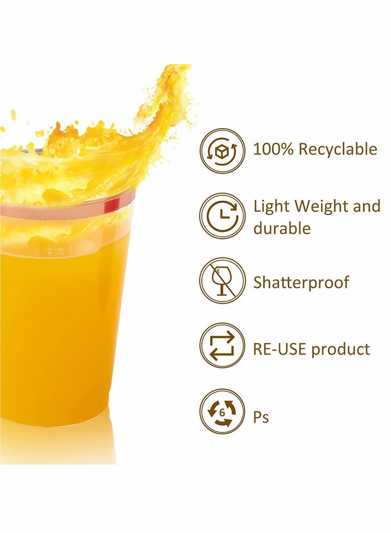 Excefore Rose Gold Rimmed Plastic Cup, 20Pack 10oz Clear Plastic Cups Tumblers, Fancy Disposable Hard Plastic Cups with Gold Rim for Wedding Cups Elegant Party Cup - Image 4