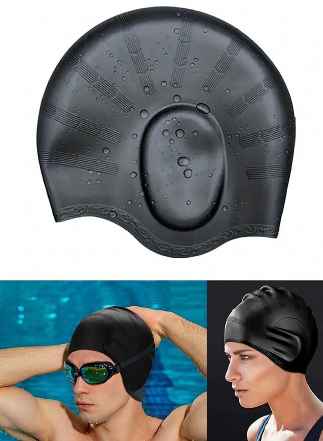 Generic Silicone Swimming Cap for Men Women Adults, Durable Flexible and Skin Friendly Bathing Swimming Caps for Long and Short Hairs, Protect Your Ears and Hair, Ergonomic Design With Ear Protection Pocket  - Image 1