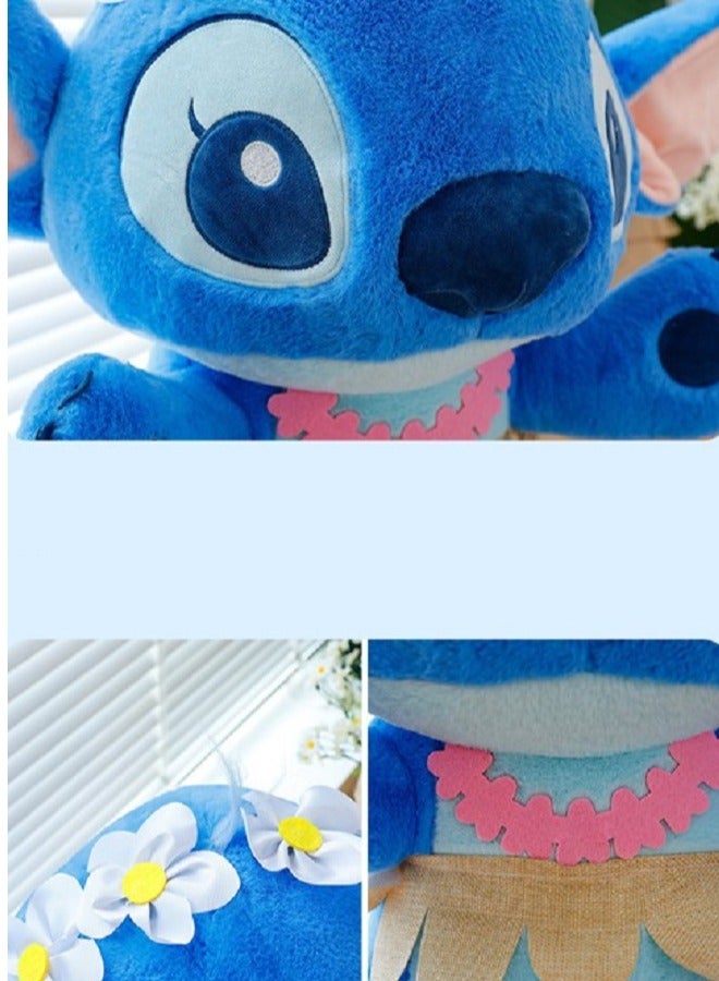 HALAMODO Stitch Summer Hula Plush Toy, Large Figure, Birthday Gift for Boys and Girls, All-Scene Decor for Desk, Bedroom & Living Room , Great Office Stress Relief Doll, Blue, 30cm - Image 3