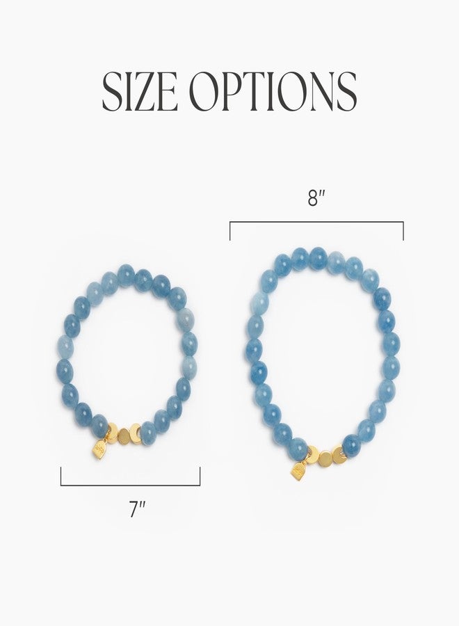 Freshly Picked Beaded March Birthstone Bracelet 8", Semi-Precious Stone Bead, for Women, Mama Gifts (Aquamarine) - Image 2