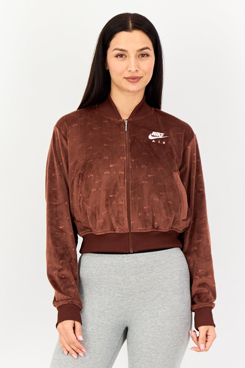 Nike Air Women Loose Fit Long Sleeve Training Jacket, Brown - Image 1