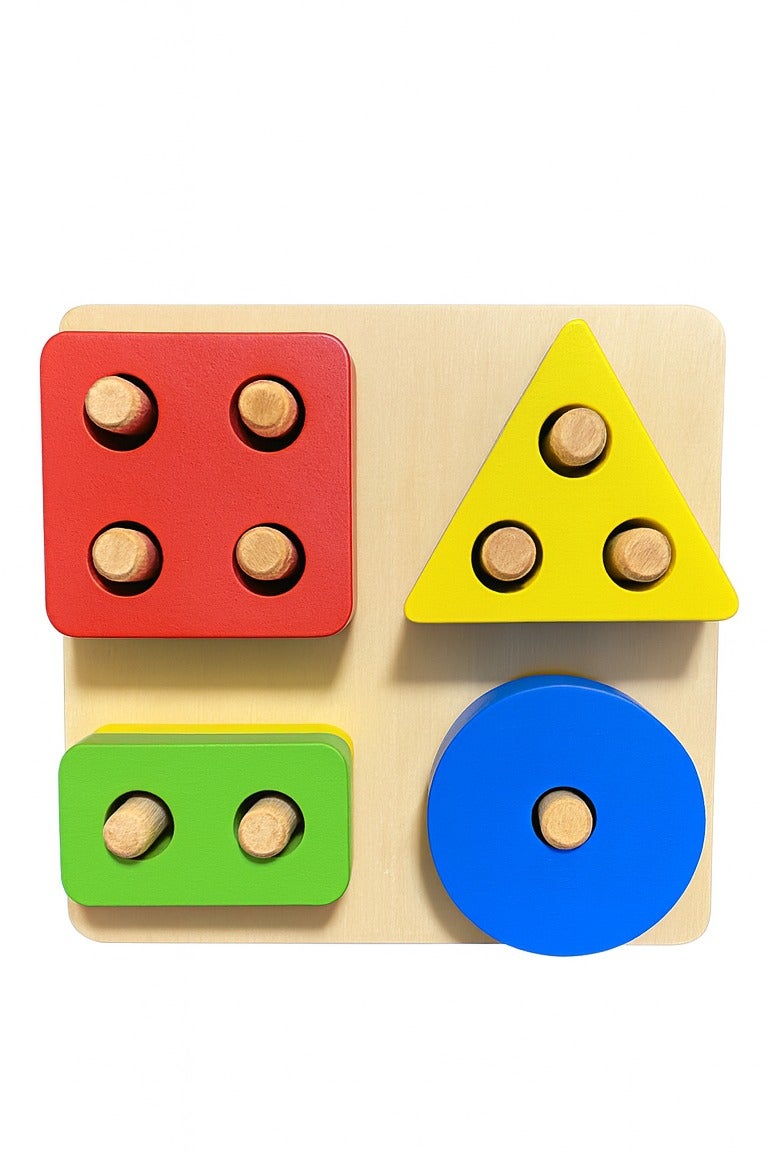لوحة تصنيف الأشكال الخشبية – دايرة، مثلث، مربع ومستطيل (أزرق، أحمر، أخضر، أصفر) - Image 3