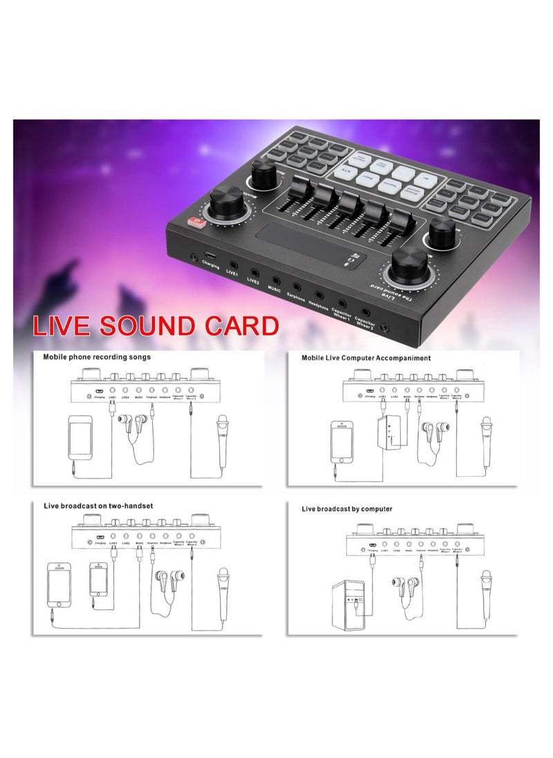ELTRAZONE - Multifunctional Live V9 Sound Card and BM800 Suspension Microphone Kit Broadcasting Condenser Microphone Set Intelligent Webcast Live Sound Card for Computers and Mobile - Image 1