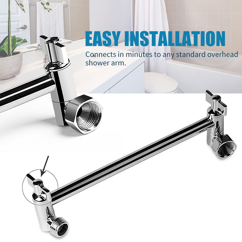 Shower Arm Extension with Lock Joints 11 Inch Adjustable Height Angle Shower Arm Polished Chrome Brass Shower Head Extension Arm for Handheld Showerhead Rainfall Shower Head - Image 4