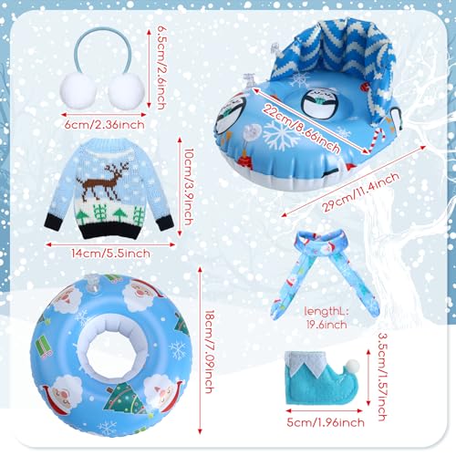 Cindeer 6 Pcs Christmas Doll Accessories Set Includes Clothes Sweater Ear Muffs Scarf Shoes Sleigh Snow Ring Set for 115 Inch DollBlue Penguin - Image 5