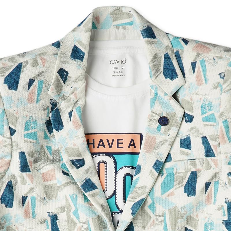 CAVIO Boys Navy Printed Blazer and T-Shirt - Image 5