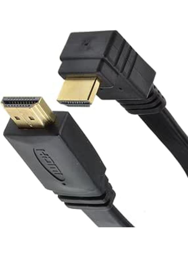 Zonic Z1174 Cable HDMI Right Angle Lead High Speed Angled 90-degree Flat Full HD 1080p for TV, PC Monitor, Box, PS4/5 Cable HDTV Gold Plated (3 metres) 