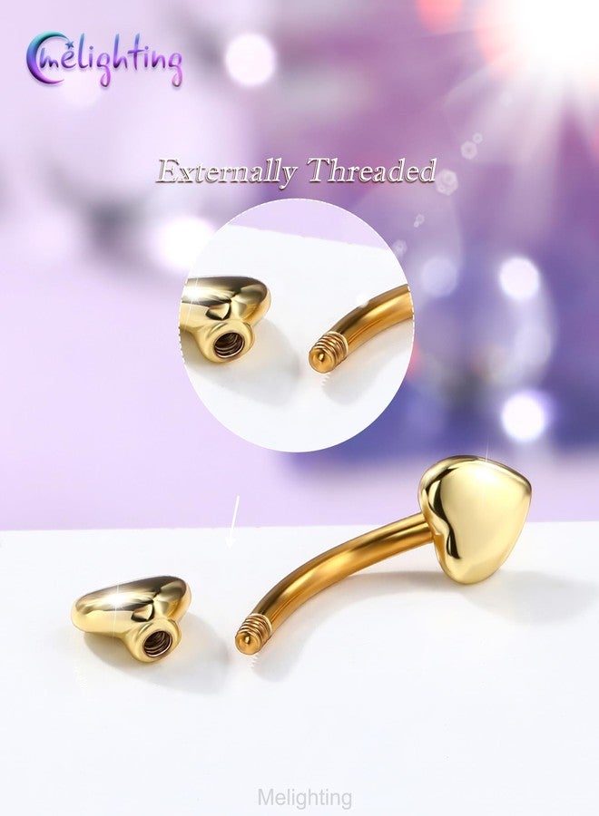 Melighting 16G Double Heart Eyebrow Piercing Jewelry 316L Surgical Steel Double-Ended Gold Rook Earring for Women 1.2 mm Daily Helix Lobe Jewellery 6 mm - Image 4