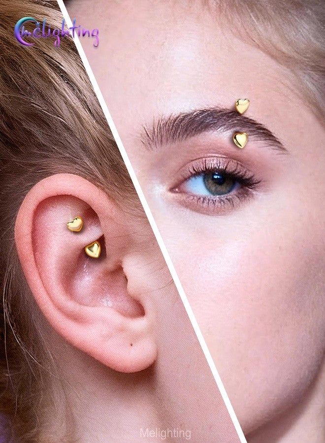 Melighting 16G Double Heart Eyebrow Piercing Jewelry 316L Surgical Steel Double-Ended Gold Rook Earring for Women 1.2 mm Daily Helix Lobe Jewellery 6 mm - Image 3