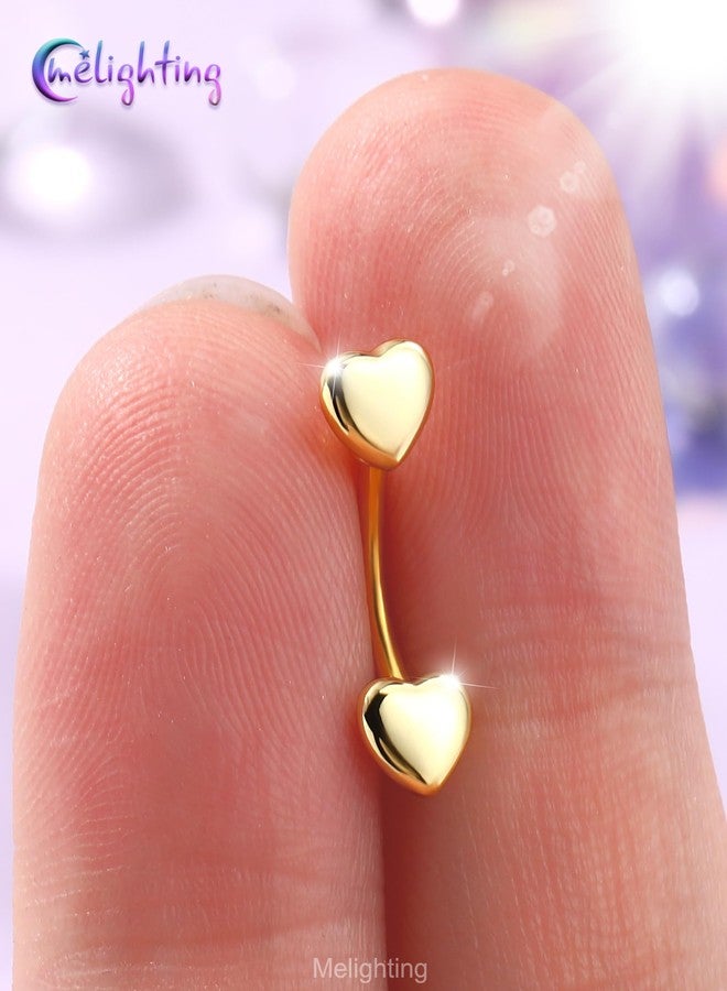 Melighting 16G Double Heart Eyebrow Piercing Jewelry 316L Surgical Steel Double-Ended Gold Rook Earring for Women 1.2 mm Daily Helix Lobe Jewellery 6 mm - Image 2
