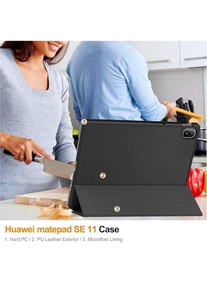 Generic - Compatible with Huawei MatePad SE 11 inch 2024 Tablet Tri-Folding Stand Magnetic Smart Folio Cover for MatePad SE 11'' Leather Case with Auto Wake UP - Image 1