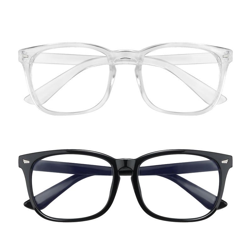 Yekepal Blue Light Blocking Glasses 2 Pack Blue Light Glasses Men Blue Light Glasses For Women Computer Gaming TV Phones Eyeglasses Clear Lens Bluelight Glasses Anti Eyestrain UV Glare BlackClear