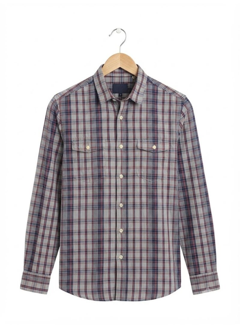 Bluestar Men's Plaid Full Sleeve Button-Front Shirt with Dual Chest Pockets - Image 2