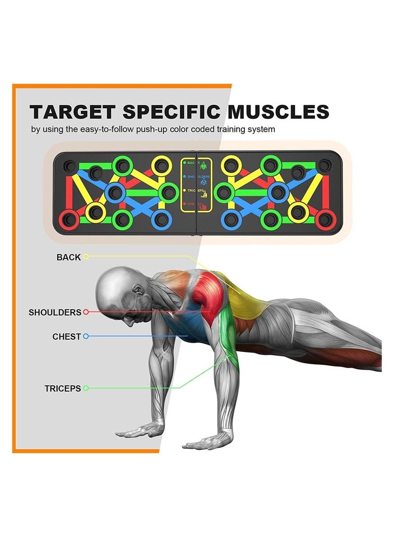 دي إم جي تك دفع شكا من المجلس ، متعددة الوظائف 14 في 1 موقف المعرضة  الدعم ، للطي الكلمة دفع شكا من التعامل مع تعزيز الذراع ، النواة والظهر ، المحمولة معدات تدريب القوة في صالة الألعاب الرياضية المنزلية ، ومن - Image 5